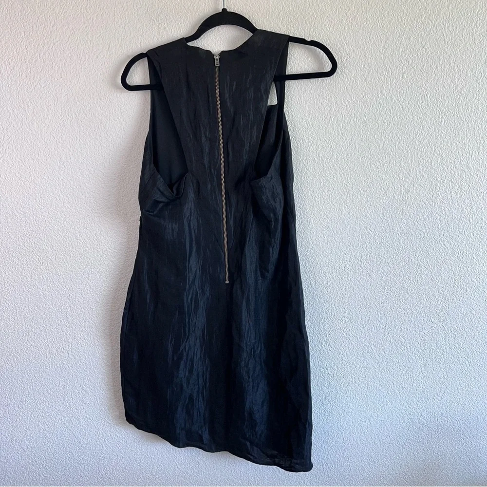 Helmut‎ Lang Women’s Lucid Black Sleeveless Asymmetric Dress Linen